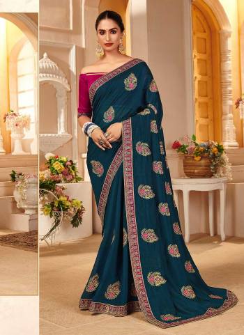 For A Different Look,Grab These Fine Colored Saree Pair With Blouse.These Saree is Fabricated On Vichitra Silk Pair With Art Silk Blouse.Its Beautified With Designer Embridery Work.