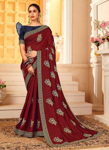 For A Different Look,Grab These Fine Colored Saree Pair With Blouse.These Saree is Fabricated On Vichitra Silk Pair With Art Silk Blouse.Its Beautified With Designer Embridery Work.