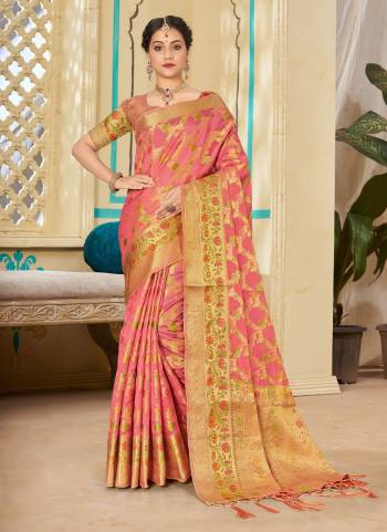 For A Beautiful Look,Grab These Saree Pair With Blouse.These Saree And Blouse Are Fabricated On Organza.Its Beautified With Heavy Wevon Designer Work.