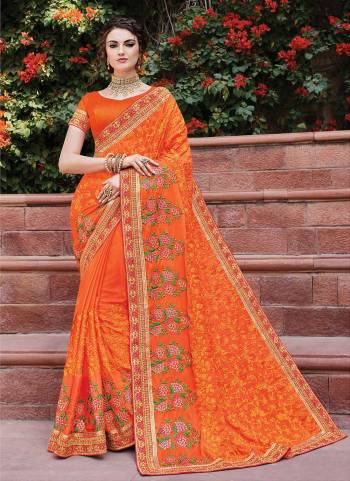 Grab These Fine Colored Saree Pair With Matching Blouse.These Saree And Blouse Are Fabricated On Rangoli.Its Beutified With Designer Embridery And Diamond Work.