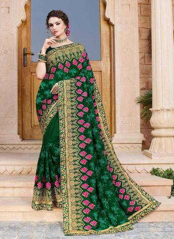 Grab These Fine Colored Saree Pair With Matching Blouse.These Saree And Blouse Are Fabricated On Rangoli.Its Beutified With Designer Embridery And Diamond Work.