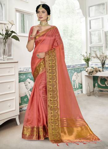 Grab These Fine Colored Saree Pair With Blouse.These Saree And Blouse Are Fabricated On Organza.Its Beautified With Heavy Wevon Designer Work.