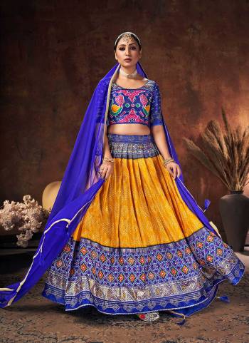 Grab These Beautiful Colored Lehenga Choli Pair With Designer Blouse And Dupatta.These Lehenga And Blouse Are Fabricated On Velvet Tussar Silk Pair With Velvet Tussar Silk Dupatta.Its Beautified With Digital Patola Printed And Swarovski Work.