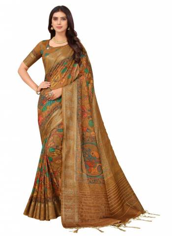 Grab These Saree in Fine Colored.These Saree And Blouse Are Fabricated On Art Silk.Its Beautified With Wevon Designer And Digital Kalamkari Printed Work.Buy Now