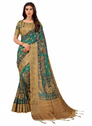 Grab These Saree in Fine Colored.These Saree And Blouse Are Fabricated On Art Silk.Its Beautified With Wevon Designer And Digital Kalamkari Printed Work.Buy Now