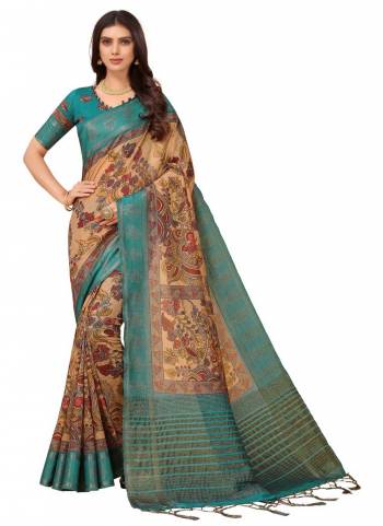 Grab These Saree in Fine Colored.These Saree And Blouse Are Fabricated On Art Silk.Its Beautified With Wevon Designer And Digital Kalamkari Printed Work.Buy Now