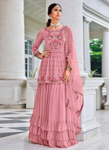 Grab These Beautiful Colored Plazzo Suit.These Top is And Botom Are Fabricated On Viscose Georgette Pair With Soft Net Dupatta.Its Beautified With  Designer Heavy Embroidery Work.