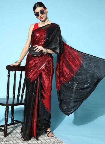 Grab These Saree in Fine Colored Pair With Black Colored Blouse.These Saree is Fabricated On Georgette Pair With Satin Banglori Blouse.Its Fabricated On Designer Sequance Embroidery Work.