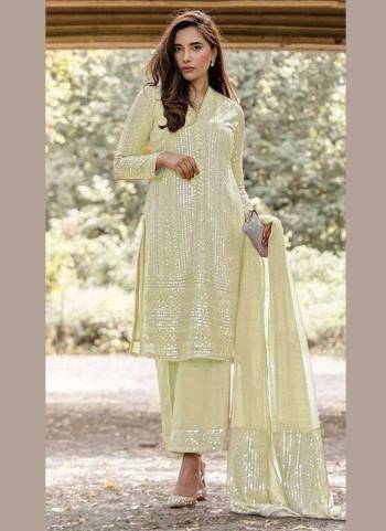 Grab These Beautiful Colored Plazzo Suit Pair Wth Bottom And Dupatta.These Top is Fabricated On Georgette Pair With Santoon Bottom And Nazmin Dupatta.Its Beautified With Designer Sequance Embroidery Work.