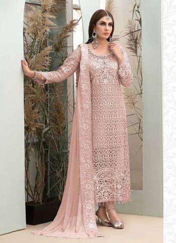 Grab These Pretty Colored Suit For A Casual Wear.These Top is Fabricated On Faux Georgette pair with Santoon Bottom And Net Dupatta.Its Beautified With Designer Sequance Embroidery,Moti Work.