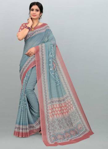 For A Different Look,Grab These Saree in All Over Fine Colored Pair With Blouse.These Saree And Blouse Are Fabricated On Cotton Silk.Its Beautified With Designer Printed Work.