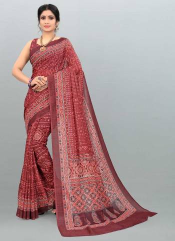 For A Different Look,Grab These Saree in All Over Fine Colored Pair With Blouse.These Saree And Blouse Are Fabricated On Cotton Silk.Its Beautified With Designer Printed Work.