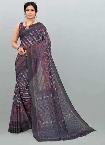 For A Different Look,Grab These Saree in All Over Fine Colored Pair With Blouse.These Saree And Blouse Are Fabricated On Cotton Silk.Its Beautified With Designer Printed Work.