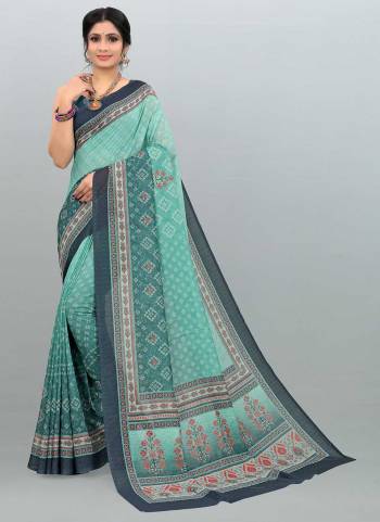 For A Different Look,Grab These Saree in All Over Fine Colored Pair With Blouse.These Saree And Blouse Are Fabricated On Cotton Silk.Its Beautified With Designer Printed Work.