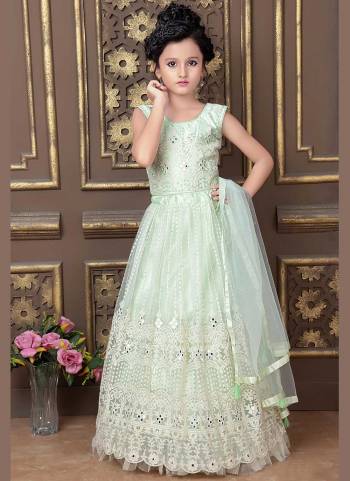 Grab These Kids Wear Lehenga Choli in Fine Colored.These Blouse And Lehenga Are Fabricated On Net Pair With Net Dupatta.Its Beautified With Designer Lucknowi,Real Mirror Embroidery Work.