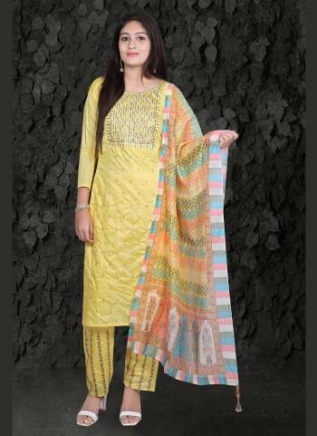 Grab These Readymade Suit in All Over Fine Colored.These Top And Bottom Are Fabricated On Chanderi Silk Pair With Art Silk Dupatta.Its Beautified With Sequance Embroidery And Digital Printed Work.