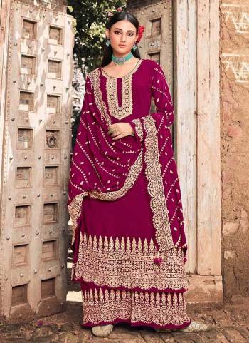 Grab These Plazzo Suit in Fine Colored Pair With Bottom And Dupatta.These Top And Bottom Are Fabricated On Faux Georgette Pair With Faux Georgette Dupatta.Its Beautified With Heavy Designer Embroidery Work.