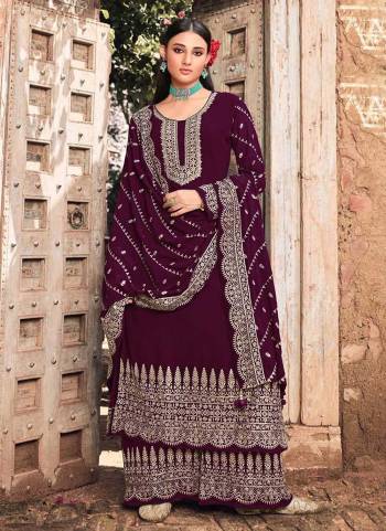 Grab These Plazzo Suit in Fine Colored Pair With Bottom And Dupatta.These Top And Bottom Are Fabricated On Faux Georgette Pair With Faux Georgette Dupatta.Its Beautified With Heavy Designer Embroidery Work.