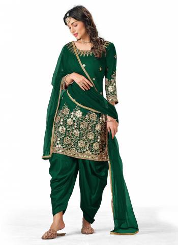 For A Festive Wear,Grab These Patiala Suit in All Over Fine Colored.These Top And Bottom Are Fabricated On Bitalian Soft Silk Pair With Net Dupatta.Its Beautified With Designer Real Mirror Embroidery Work.