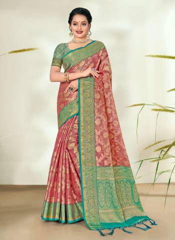 Grab These Beautiful Colored Saree Pair With Blouse.These Saree And Blouse Are Fabricated On Organza.Its Beautified With Heavy Wevon Designer Work.