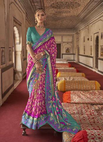 Garb These Beautiful Colored Saree Pair With Blouse.These Saree And Blouse Are Fabricated On Patola Silk.its Beautified With  Woven Designer, Digital Printed,Diamond Work.