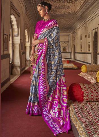 Garb These Beautiful Colored Saree Pair With Blouse.These Saree And Blouse Are Fabricated On Patola Silk.its Beautified With  Woven Designer, Digital Printed,Diamond Work.