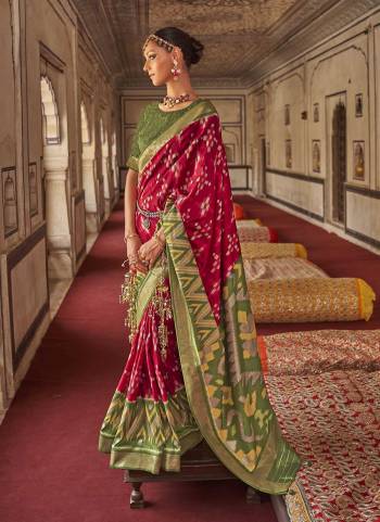 Garb These Beautiful Colored Saree Pair With Blouse.These Saree And Blouse Are Fabricated On Patola Silk.its Beautified With  Woven Designer, Digital Printed,Diamond Work.