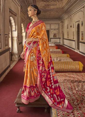 Garb These Beautiful Colored Saree Pair With Blouse.These Saree And Blouse Are Fabricated On Patola Silk.its Beautified With  Woven Designer, Digital Printed,Diamond Work.