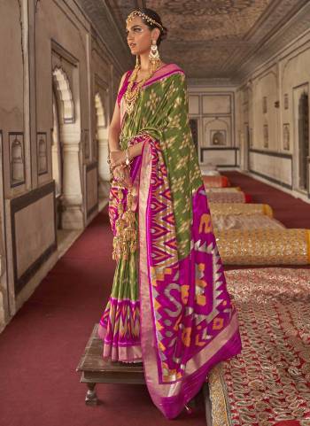 Garb These Beautiful Colored Saree Pair With Blouse.These Saree And Blouse Are Fabricated On Patola Silk.its Beautified With  Woven Designer, Digital Printed,Diamond Work.