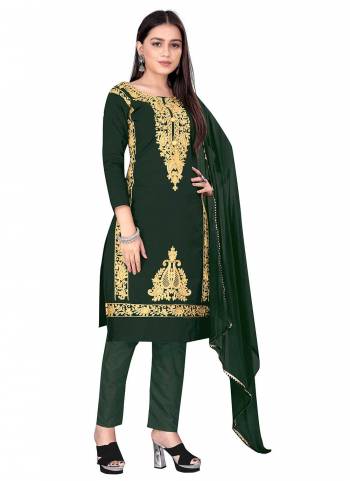 For A Casual Wear,Grab These Dress Material in Fine Colored.These Top And Bottom Are Fabricated On  Cotton Pair With Nazmin Dupatta.Its Beautified With Designer Embroidery Work.