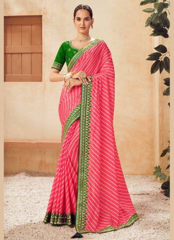 For A Beautiful Look,Grab These Fine Colored Saree Pair With Blouse.These Saree is Fabricated On Chinon  Pair With Phantom Silk Blouse.Its Beautified With Laheriya Printed And Embroidery Work.