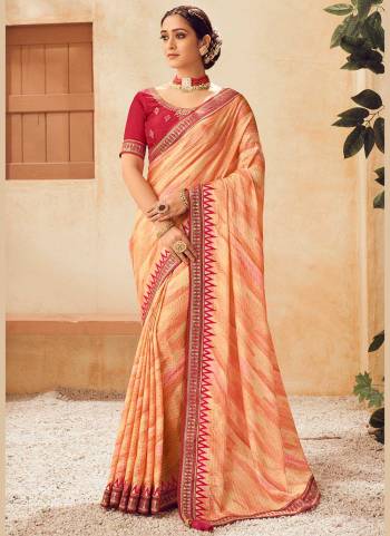 For A Beautiful Look,Grab These Fine Colored Saree Pair With Blouse.These Saree is Fabricated On Chinon  Pair With Phantom Silk Blouse.Its Beautified With Laheriya Printed And Embroidery Work.