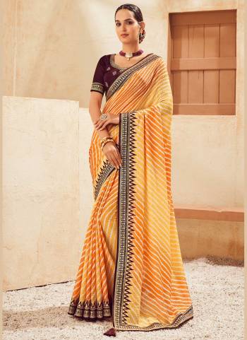 For A Beautiful Look,Grab These Fine Colored Saree Pair With Blouse.These Saree is Fabricated On Chinon  Pair With Phantom Silk Blouse.Its Beautified With Laheriya Printed And Embroidery Work.