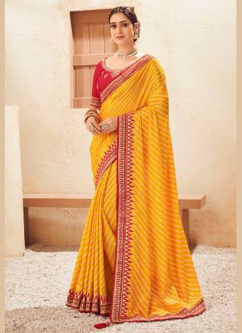 For A Beautiful Look,Grab These Fine Colored Saree Pair With Blouse.These Saree is Fabricated On Chinon  Pair With Phantom Silk Blouse.Its Beautified With Laheriya Printed And Embroidery Work.