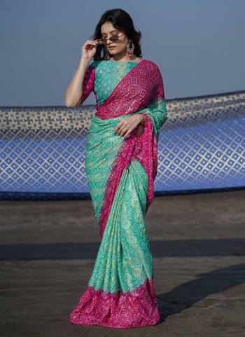 Grab These Beautiful Colored Saree Pair With Matching Colored Blouse.These Saree And Blouse Are Fabricated On Georgette.Its Beautified With Bandhani Printed Work.