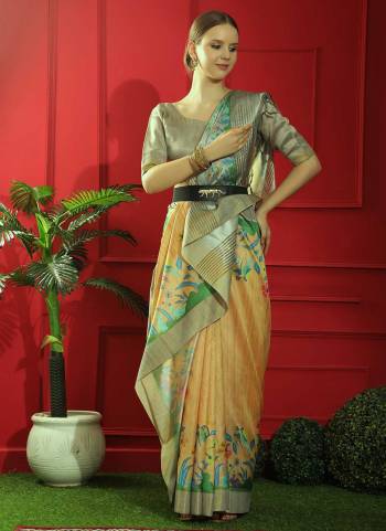 Grab These Saree in Fine Colored Pair With Blouse.These Saree And Blouse Are Fabricated On Silk.Its Beautified With Wevon Jari Designer,Tussar Printed Work.