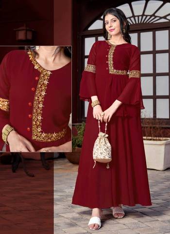 For A Festive Wear,Grab These Readymade Long Kurti Come With Fine Colored.These Kurti is Fabricted On Georgette.Its Beautified With Designer Hand Embroidery Work.