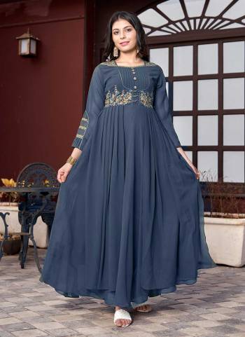 For A Festive Wear,Grab These Readymade Long Kurti Come With Fine Colored.These Kurti is Fabricted On Georgette.Its Beautified With Designer Hand Embroidery Work.