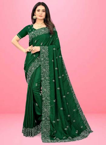 Grab These Fine Colored Saree Pair With Blouse.These Saree And Blouse Are Fabricated On Dola Silk.Its Beautified With Heavy Designer Embroidery Work.