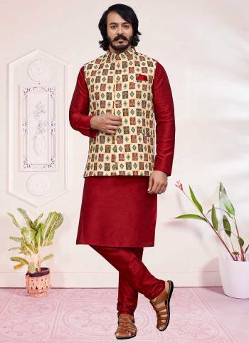 For A Festive Wear,Grab These Readymade Pair in Fine Colored.These Kurta And Jacket Are Fabricated On Art Silk Pair With Jute Silk Bottom.Its Beautified With Designer Printed Work.