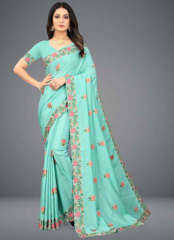 Grab These Saree in Fine Colored Pair With Blouse.These Saree And Blouse Are Fabricated On Dola Silk.Its Beautified With Heavy Designer  Embroidery Work. 