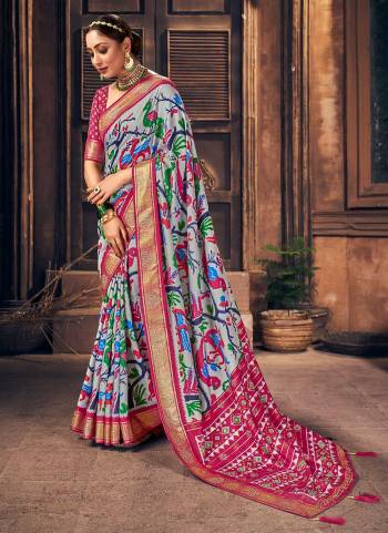 Grab These Beautiful Saree In Fine Colored Pair With Contrsting Blouse.These Saree And Blouse Are Fabricated On Soft Patola Silk.Its Beautified With Heavy Woven Border With Printed Work.