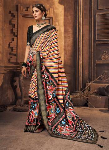 Grab These Beautiful Saree In Fine Colored Pair With Contrsting Blouse.These Saree And Blouse Are Fabricated On Soft Patola Silk.Its Beautified With Heavy Woven Border With Printed Work.