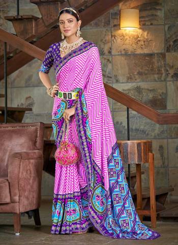 For A Different Looking Saree,Grab These Saree in All Over Fine Colored Pair With Matching Colored Blouse.These Saree And Blouse Are Fabricated On Soft Patola Silk.Its Beautified With Woven Designer And Printed Work.