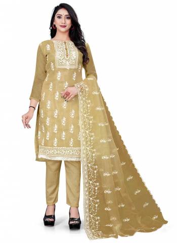 Grab These Beautiful Colored Suit Pair With Bottom And Dupatta.These Top And Dupatta Are Fabricated On Organza Pair With Santoon Bottom.its Beautified With Designer Embroidery Work.