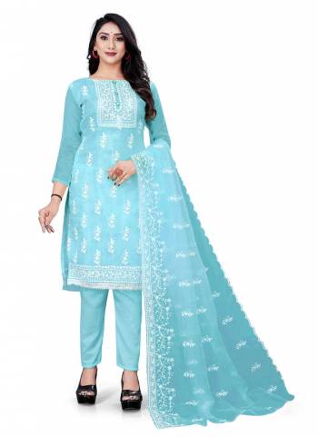 Grab These Beautiful Colored Suit Pair With Bottom And Dupatta.These Top And Dupatta Are Fabricated On Organza Pair With Santoon Bottom.its Beautified With Designer Embroidery Work.