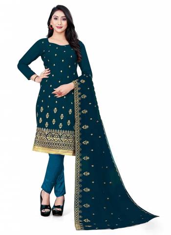 Grab These Beautiful Colored Suit Pair With Bottom And Dupatta.These Top And Dupatta Are Fabricated On Georgette Pair With Santoon Bottom.its Beautified With Designer Jari Embroidery Work.