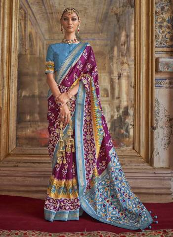 For A Designer Look,Grab These saree in Fine Colored Pair With Blouse.These Saree And Blouse Are Fabricated On  Soft Patola Silk.Its Beautified With Wevon Border Pallu,Patola Printed,Khatli Mirror Work.