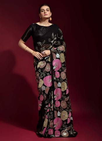 For A Beautiful Look,Grab These Saree in FineCOlored Pair With Blouse.These Saree is Fabricated On Georgette Pair With Banglori Silk Blouse.Its Beautified With Heavy Multy And Sequance Embroidery Work.