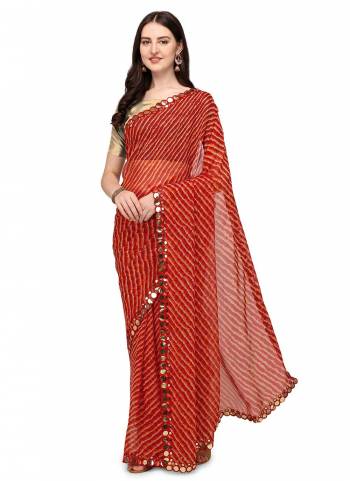 For A Casual Wear,Grab These Saree in Fine Colored Pair With Golden Colored Blouse.These Saree is Fabricated On Chiffon Pair With Jari Brocade Blouse.Its Beautified With Leriya Printed And Mirror Embroidery Border Work.